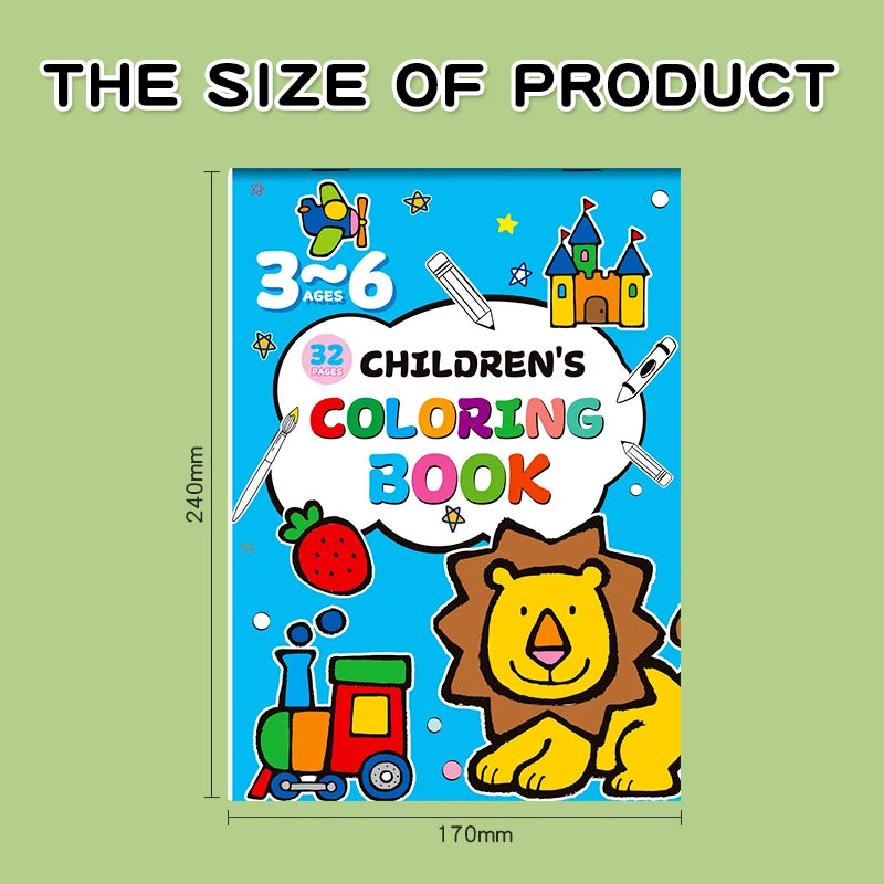 Children's Fun Coloring Book 32 Pages with Different Themes Coloring Drawing Book Size 170 × 240mm