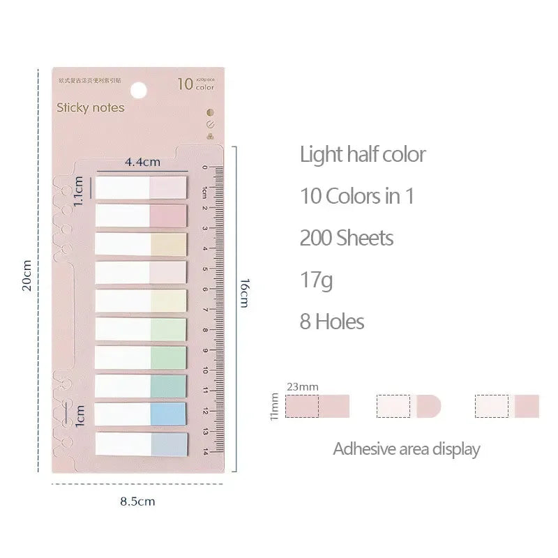 Sticky Notes Stationery Set 200 Sheets Stationery Posted for books it Memo Pad Bookmark Adhesive Notepad Sticky tabs
