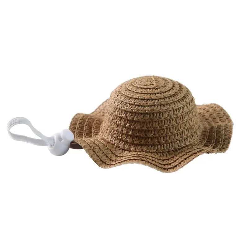 Pet Straw Hat for Cats Summer Sun Visor Cap for Kittens Cute Cat Headwear for Photography Props Fashion Dog Accessories