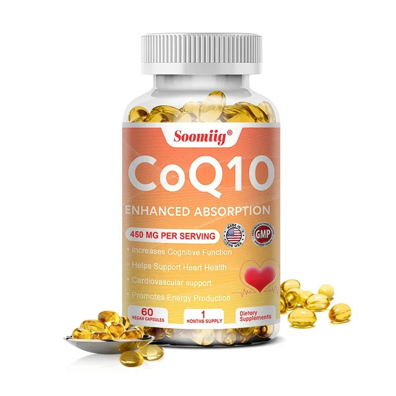 Coenzyme Q10,To Promote Cardiovascular Health and Heart Health,Provide Energy To Support Joint Health,Gluten-Free