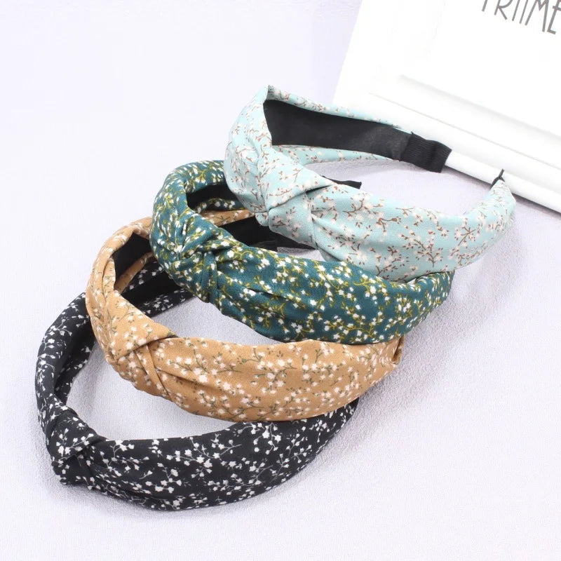 Fashion Top Knot Twist Hairband Elastic Headwear Printing Cloth Hair Hoop Headwrap Headband for Women Headdress Hair Accessories