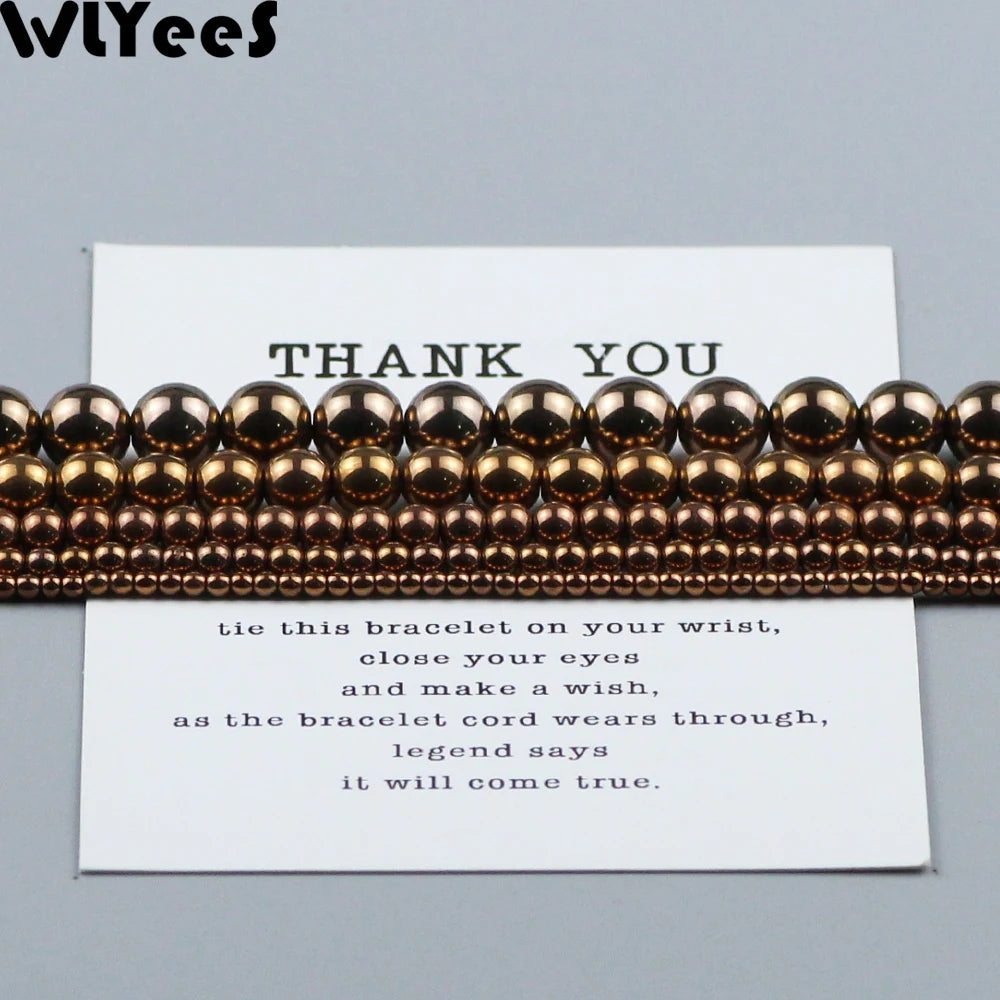 WLYeeS Copper Color Beads Round Plating Hematite Natural Stone 2 3 4 8 10mm Loose Beads Jewelry Bracelet Making Accessories DIY