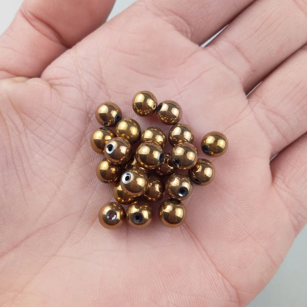 WLYeeS Copper Color Beads Round Plating Hematite Natural Stone 2 3 4 8 10mm Loose Beads Jewelry Bracelet Making Accessories DIY
