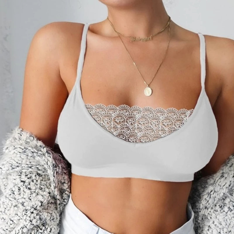 Woman Clothes European and American Hot Models Lace Side Sexy Tube Top See-through Camisole Base Women's Underwear Women's Bra