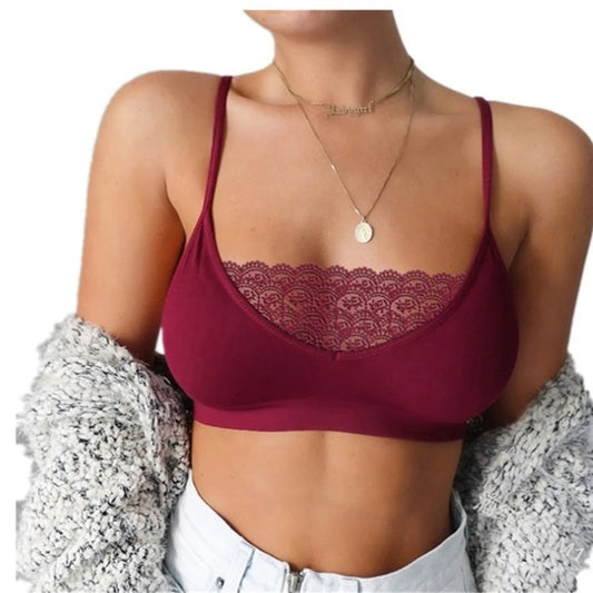 Woman Clothes European and American Hot Models Lace Side Sexy Tube Top See-through Camisole Base Women's Underwear Women's Bra
