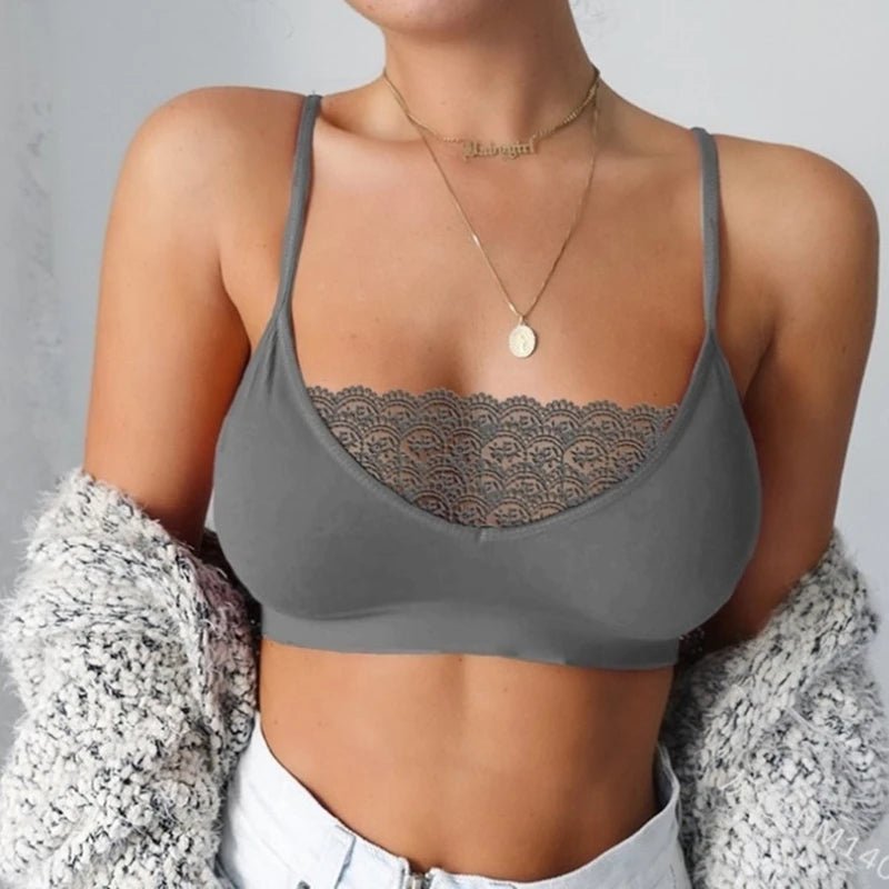 Woman Clothes European and American Hot Models Lace Side Sexy Tube Top See-through Camisole Base Women's Underwear Women's Bra