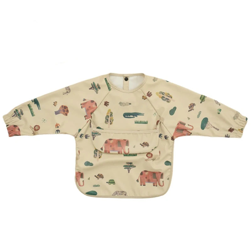 Baby Bibs Waterproof Art Smock with Long Sleeves Easy To Clean Children's Painting Apron Bib for Toddlers Girls Boys Baby Stuff