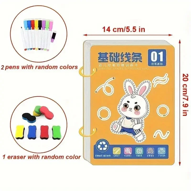 Page 32 Reusable Kids Writing Book - Erasable Practice Notebook for Ages 3-6 | Durable Learning Pad for Handwriting Training