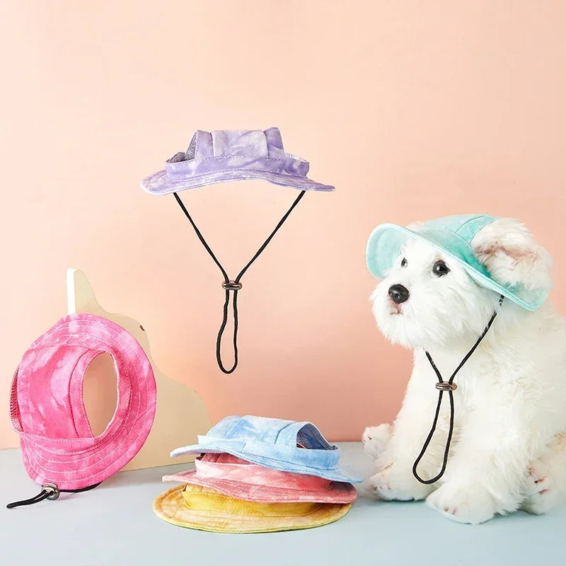 Pet Hat With Ear Holes Summer Outdoor Cute Dog Cat Hat Colorful Adjustable Baseball Cap For Small Medium Dogs Cats Pet Supplies