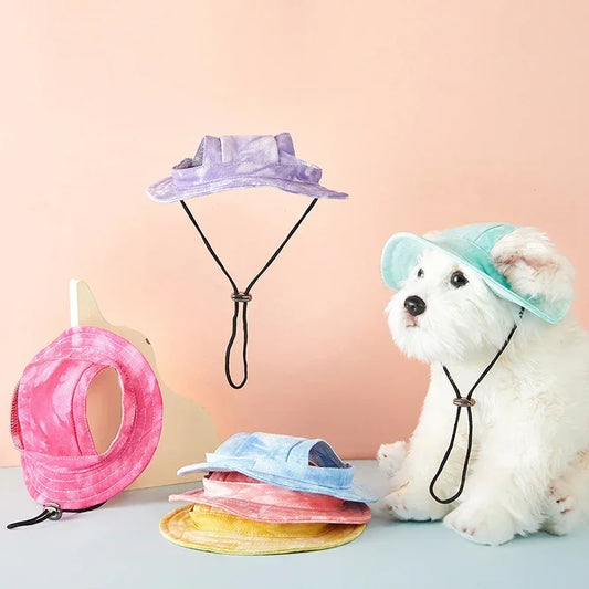 Pet Hat With Ear Holes Summer Outdoor Cute Dog Cat Hat Colorful Adjustable Baseball Cap For Small Medium Dogs Cats Pet Supplies