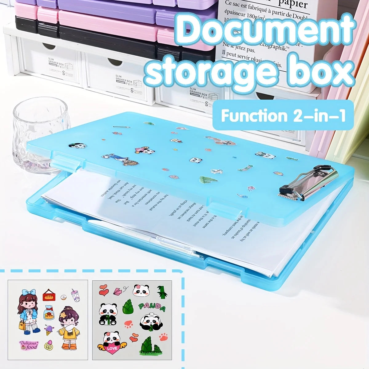 An A4 Pp Writing Pad With Storage Function, Multi-functional Document Office Supplies, Students Sorting Tools, Send Cute Sticker