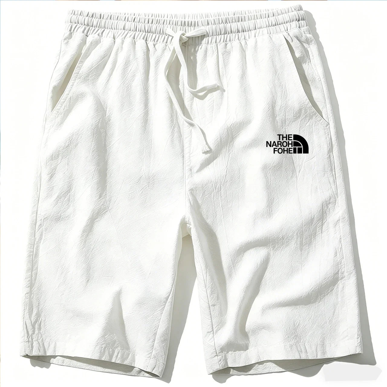 Men Cotton Linen Shorts Summer Lightweight Breathable Casual Beach Style Shorts Basic Solid Color Sweatpants Elastic Waist