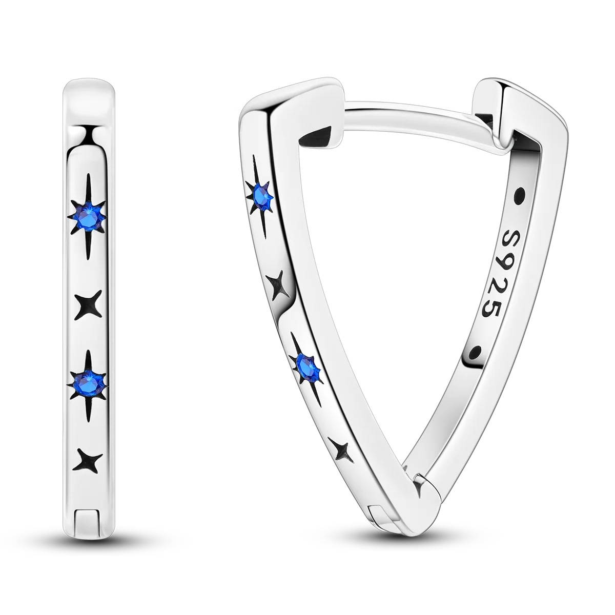 New Earrings 925 Silver Blue Butterfly Star Moon Dangle Hoop Earrings Ear Studs Zircon CZ Making Jewelry For Women Girl Party