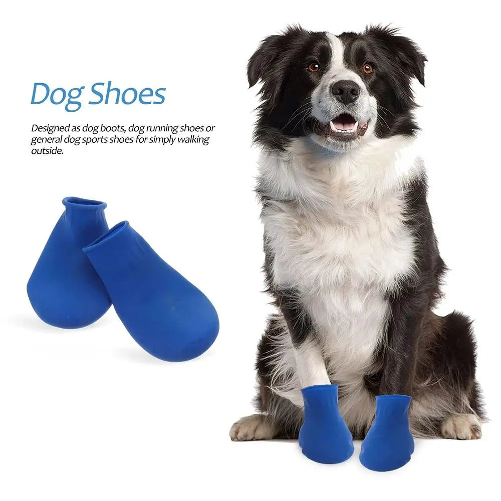 4Pcs Pets Boots New Waterproof Dog Shoes Balloon Rubber Anti-slip Pet Rain Boots for Small Dog Chihuahua Large Dogs