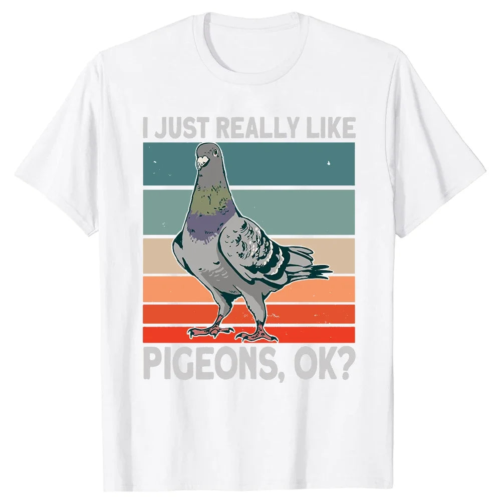 Pigeon Pigeoff Bird Birdwatcher Birdwatching T-shirt Cute Funny Graphic T-shirt Men Tshirt Cotton Loose Oversized T Shirt