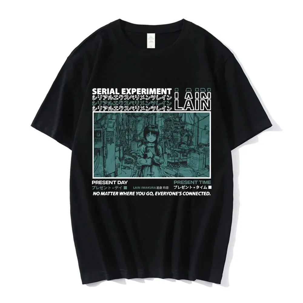 Anime Serial Experiments Lain T-Shirt Men Women Graphic T Shirts Unisex Iwakura Manga Girl Sci Fi Short Sleeve Tee Tops 62463