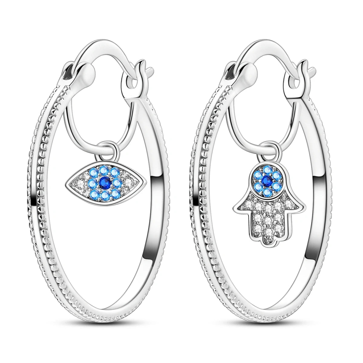 New Earrings 925 Silver Blue Butterfly Star Moon Dangle Hoop Earrings Ear Studs Zircon CZ Making Jewelry For Women Girl Party
