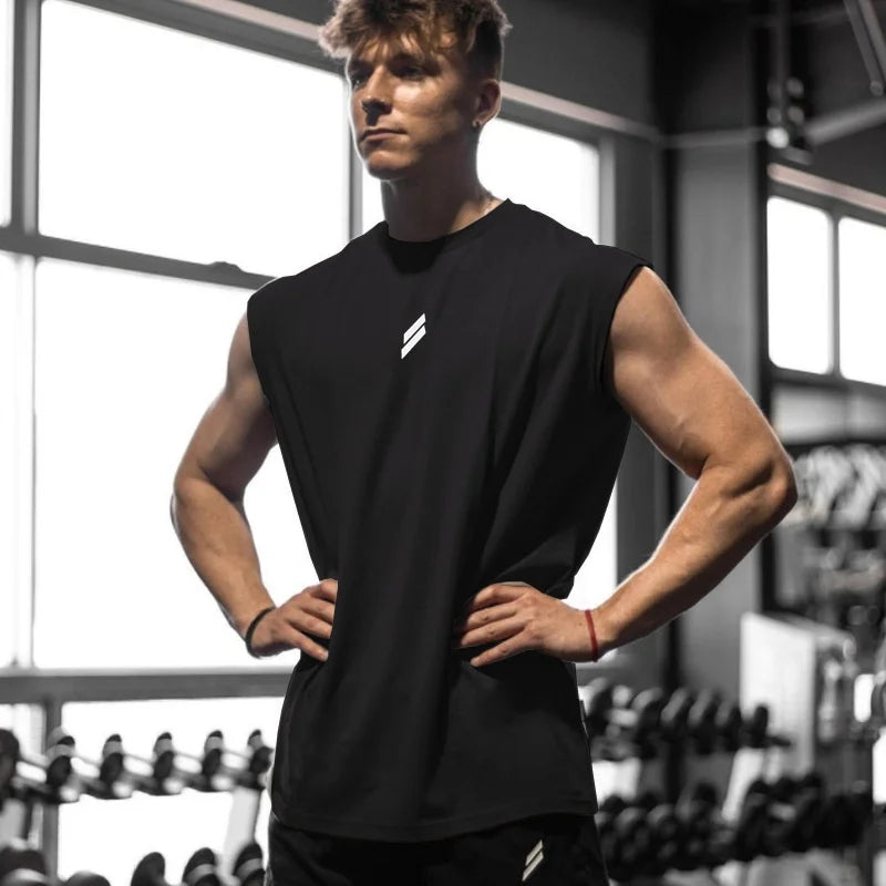NEW Summer Fitness Sports Tank Top Men Breathable Loose Mesh Training Sleeveless T-shirt Quick Drying Vest Male Fitness Clothing