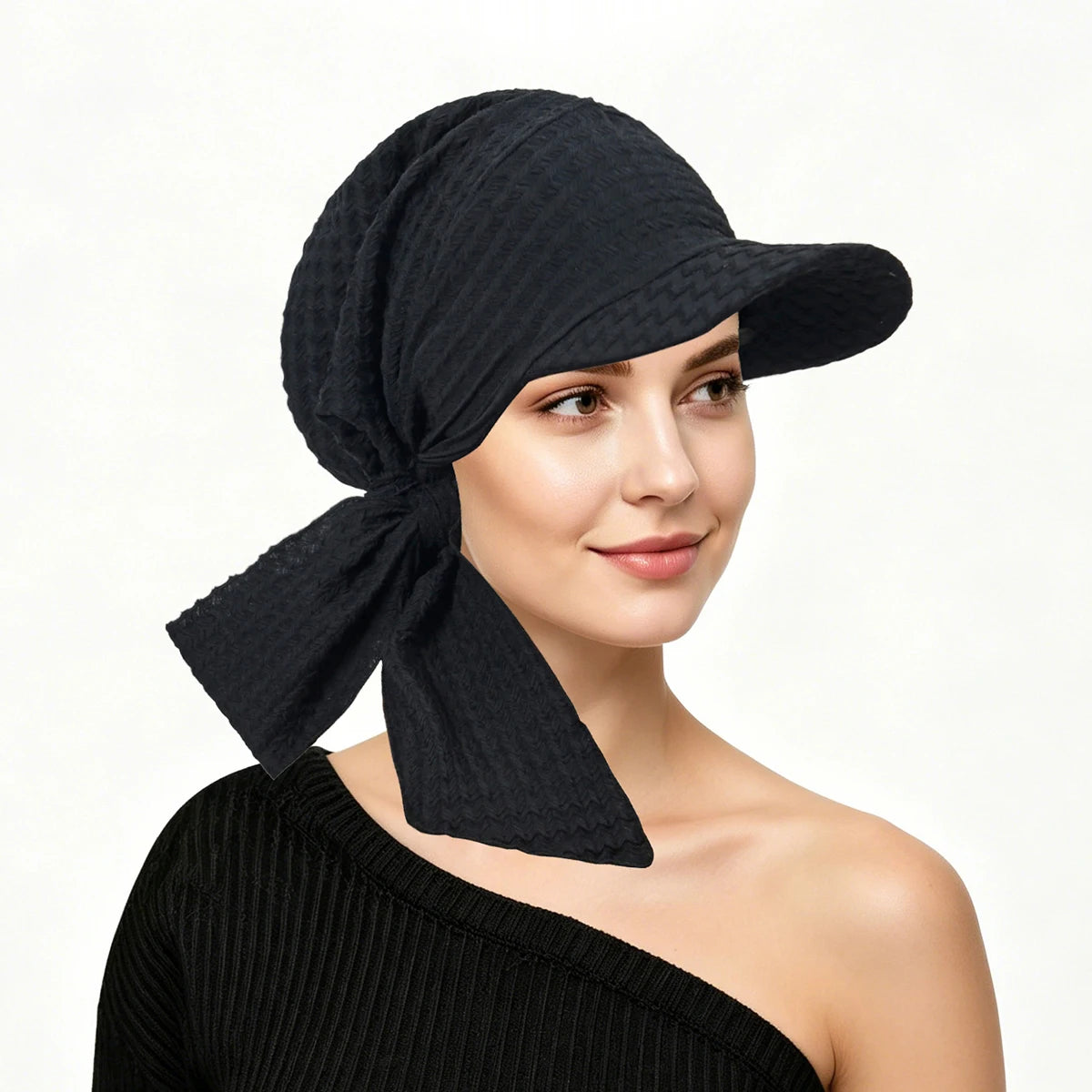 2026 New Women Solid Color Turban Hat Outdoor Brim Sunshade Hats Curved Hat Baseball Cap Sun Hats Headscarf Scarf Femme