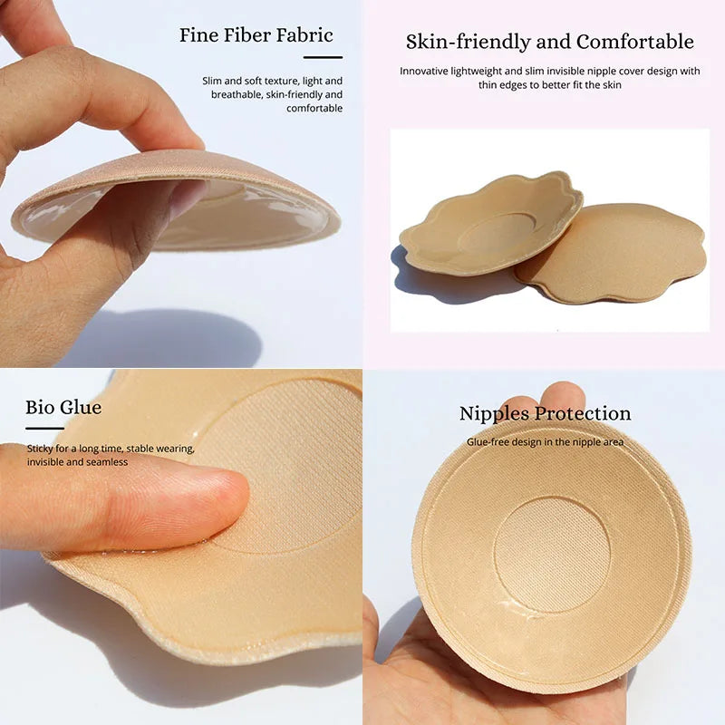 5Pairs Adhesive Bras Pads Silicone Nipple Cover Padding Reusable Invisible Lift Up Bra Petals Nipple StickersBreast Petals