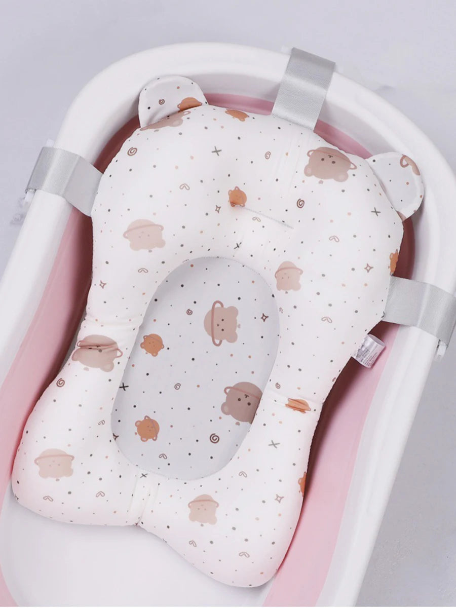 Baby Shower Bath Tub Pad Non-Slip Newborn Bathtub Mat Safety Nursing Foldable Support Comfort Body Cushion Mat Pillow Cartoon