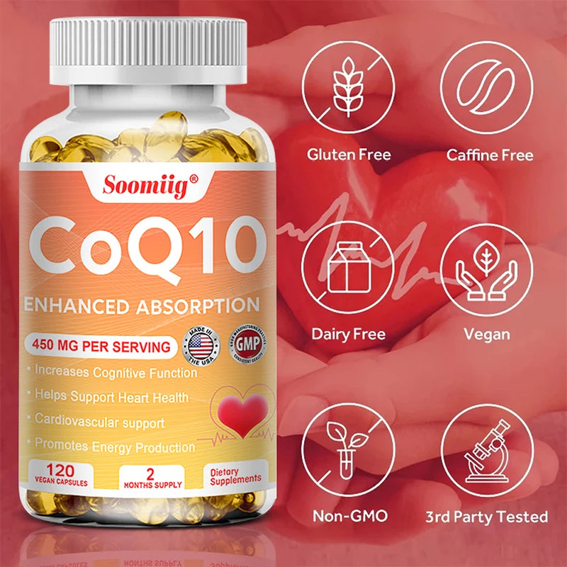 Coenzyme Q10,To Promote Cardiovascular Health and Heart Health,Provide Energy To Support Joint Health,Gluten-Free