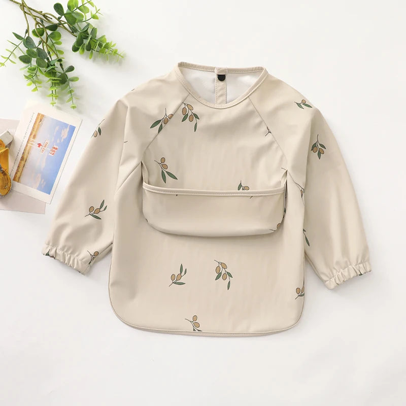 Baby Bibs Waterproof Art Smock with Long Sleeves Easy To Clean Children's Painting Apron Bib for Toddlers Girls Boys Baby Stuff