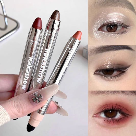Metallic Glitter Eyeshadow Stick Matte Red Waterproof Shimmer Lying Silkworm Long Lasting High Gloss Pearlescent Eyeshadow Pen