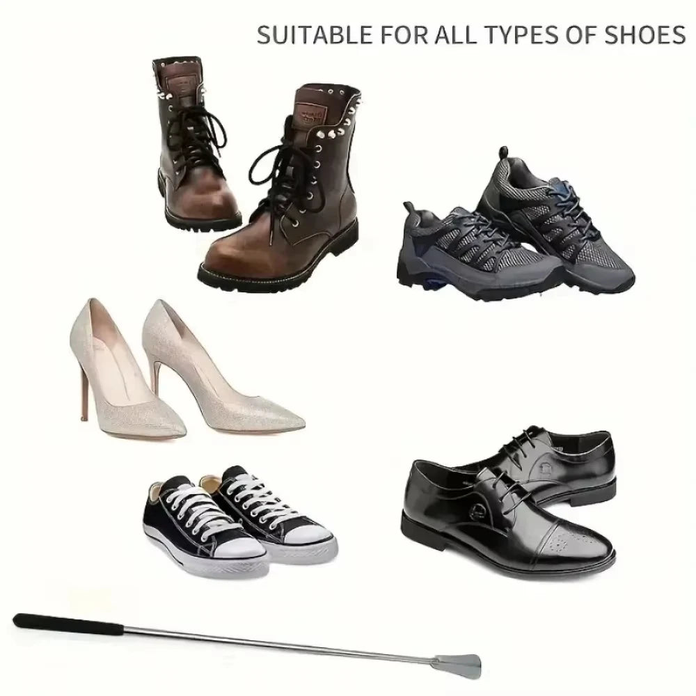 1pc Portable Stainless Steel Shoe Horn With Three Adjustable Lengths for Shoe Lifting And Wearing Shoe Accessories