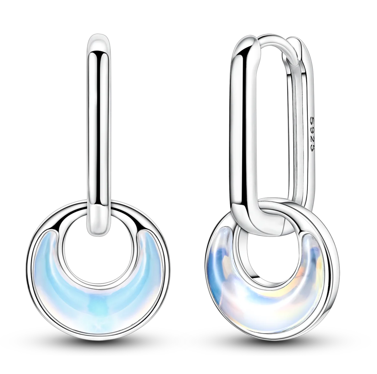 New Earrings 925 Silver Blue Butterfly Star Moon Dangle Hoop Earrings Ear Studs Zircon CZ Making Jewelry For Women Girl Party