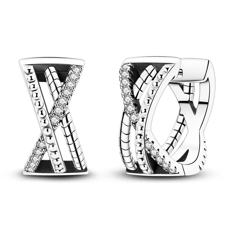 New In Earrings 925 Sterling Silver Butterfly Tulip Hoop Earrings Ear Studs Zircon Making Jewelry For Women Girl Party Gifts