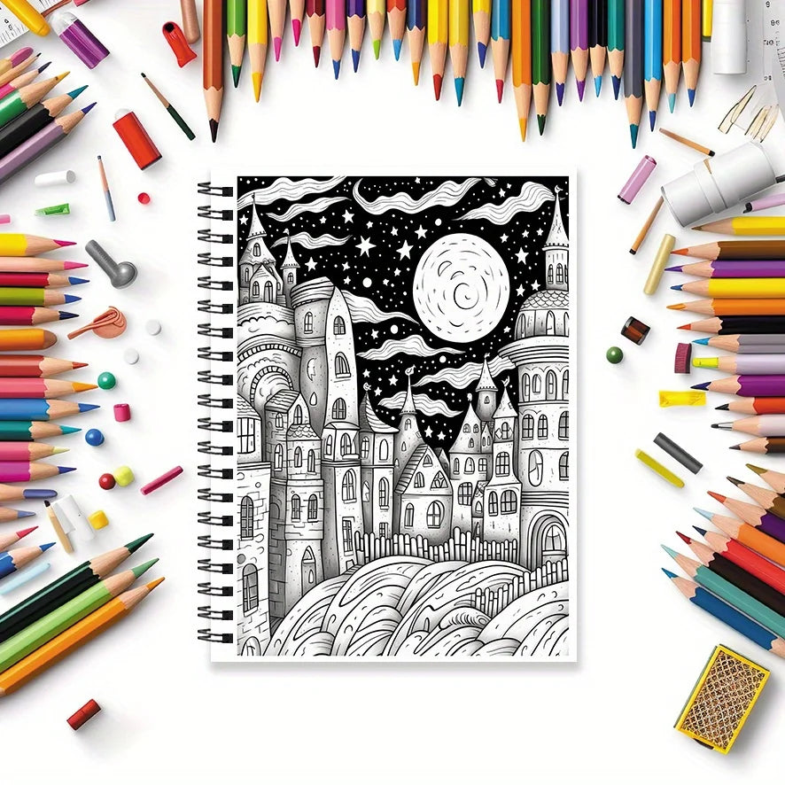 Coloring Book - 8.3x 11.2 inches 32 pages art style coloring book - perfect for soothing, doodling, holiday party favors, ideal