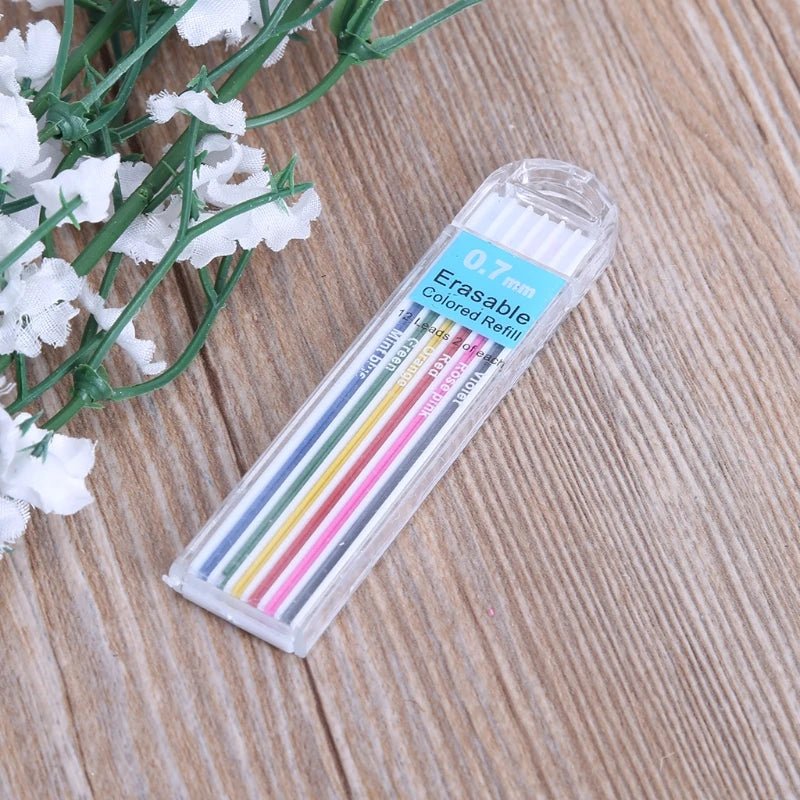 1 Box 0.7mm Colored Mechanical Pencil Refill Lead Erasable Student Stationary