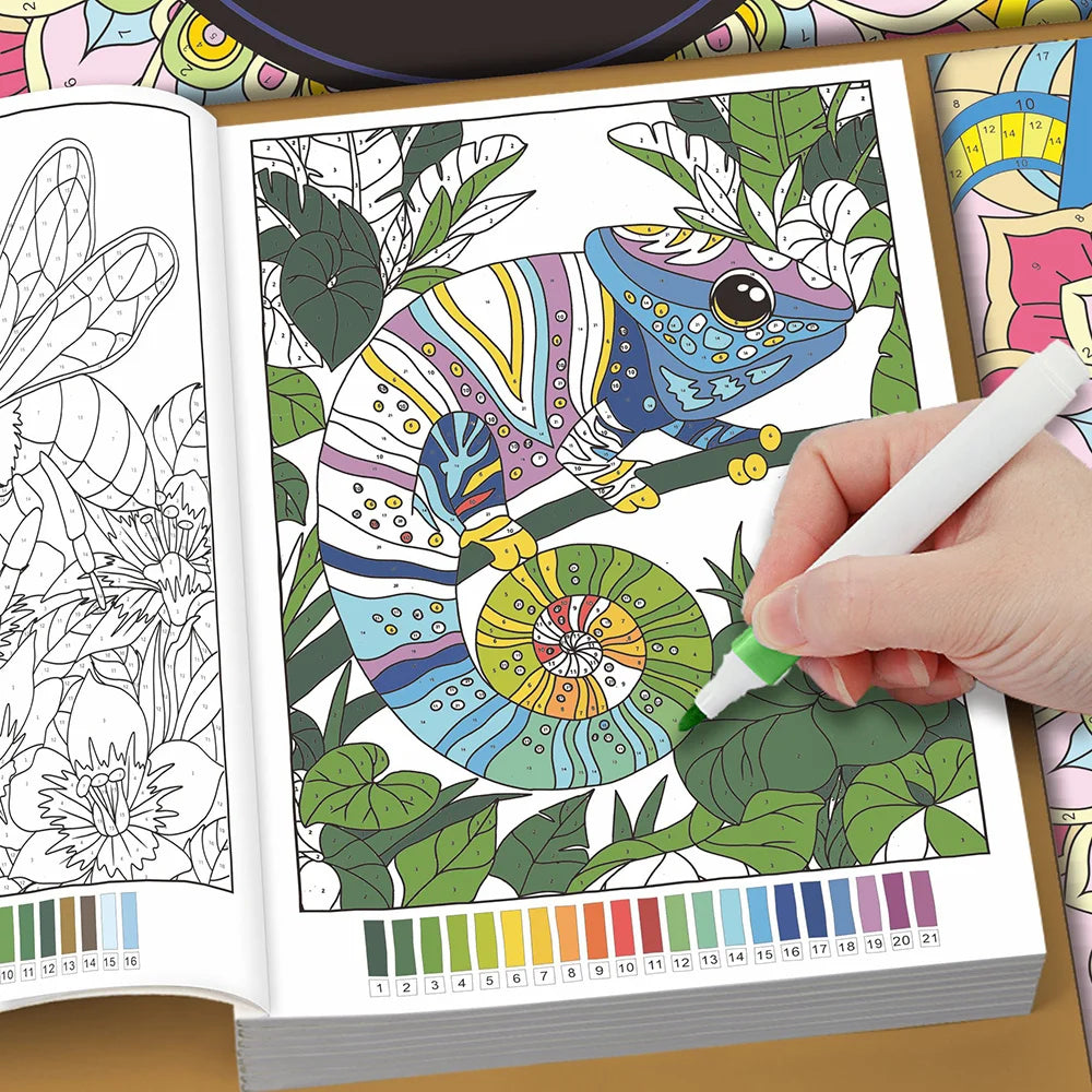 Color by Numbers Coloring Book for Adults, Includes Relaxing Designs Such As Mandalas, Animals, Flowers, Birds