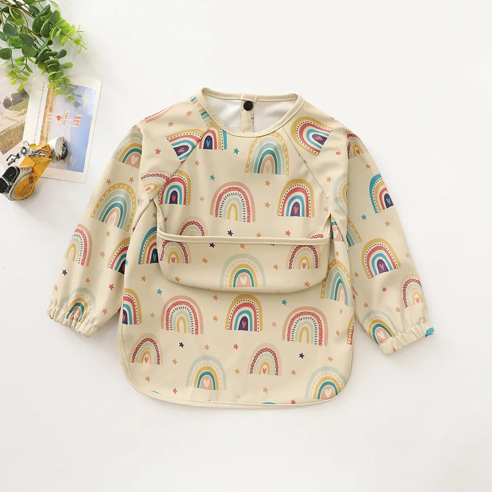 Baby Bibs Waterproof Art Smock with Long Sleeves Easy To Clean Children's Painting Apron Bib for Toddlers Girls Boys Baby Stuff