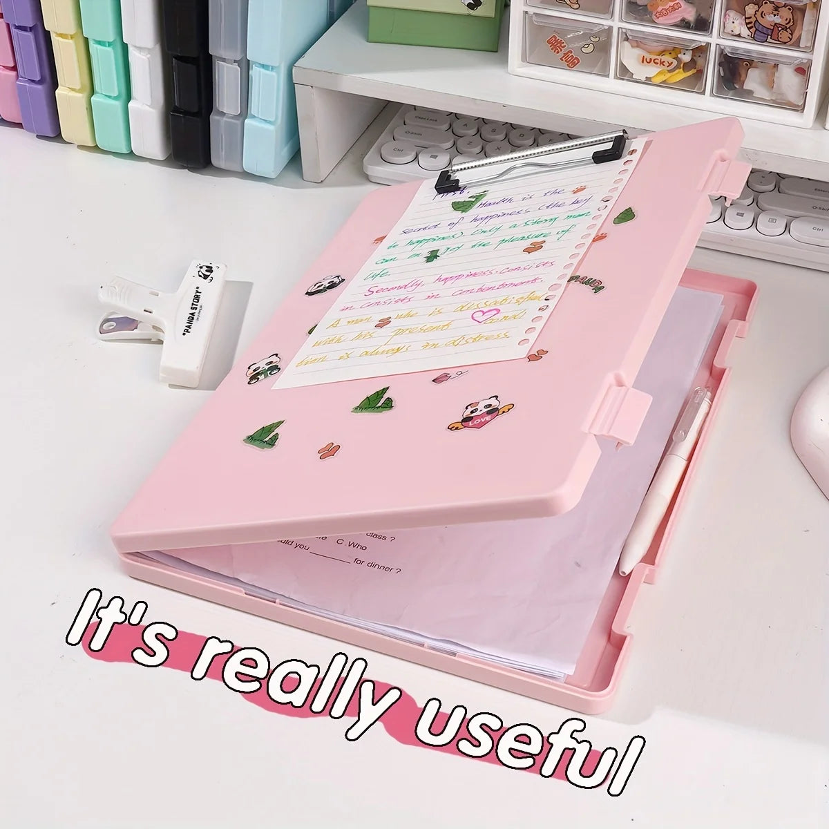 An A4 Pp Writing Pad With Storage Function, Multi-functional Document Office Supplies, Students Sorting Tools, Send Cute Sticker