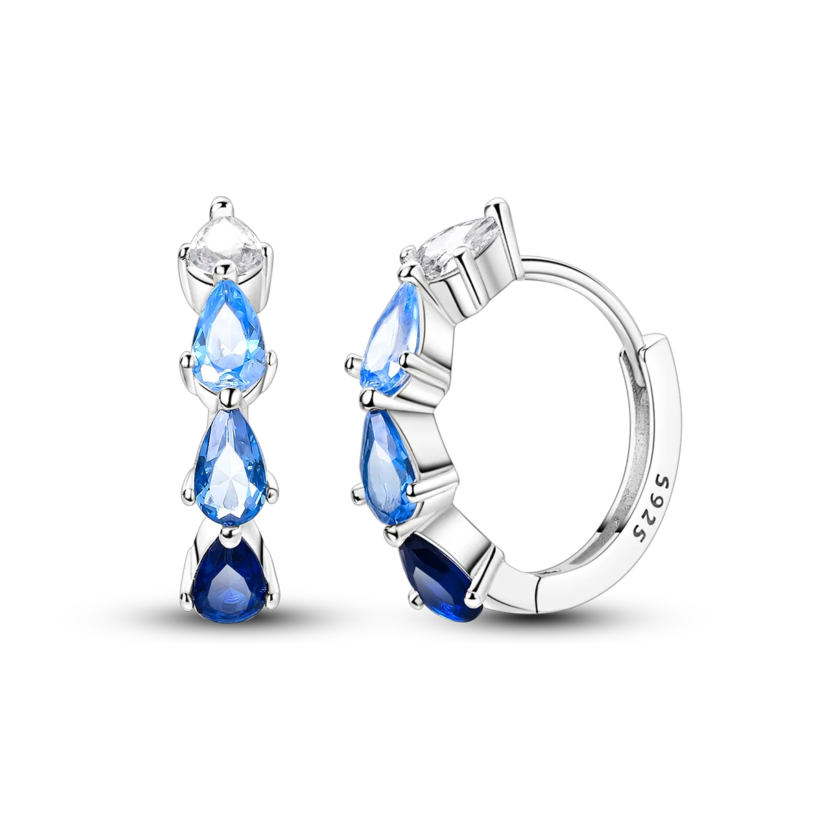 New Earrings 925 Silver Blue Butterfly Star Moon Dangle Hoop Earrings Ear Studs Zircon CZ Making Jewelry For Women Girl Party