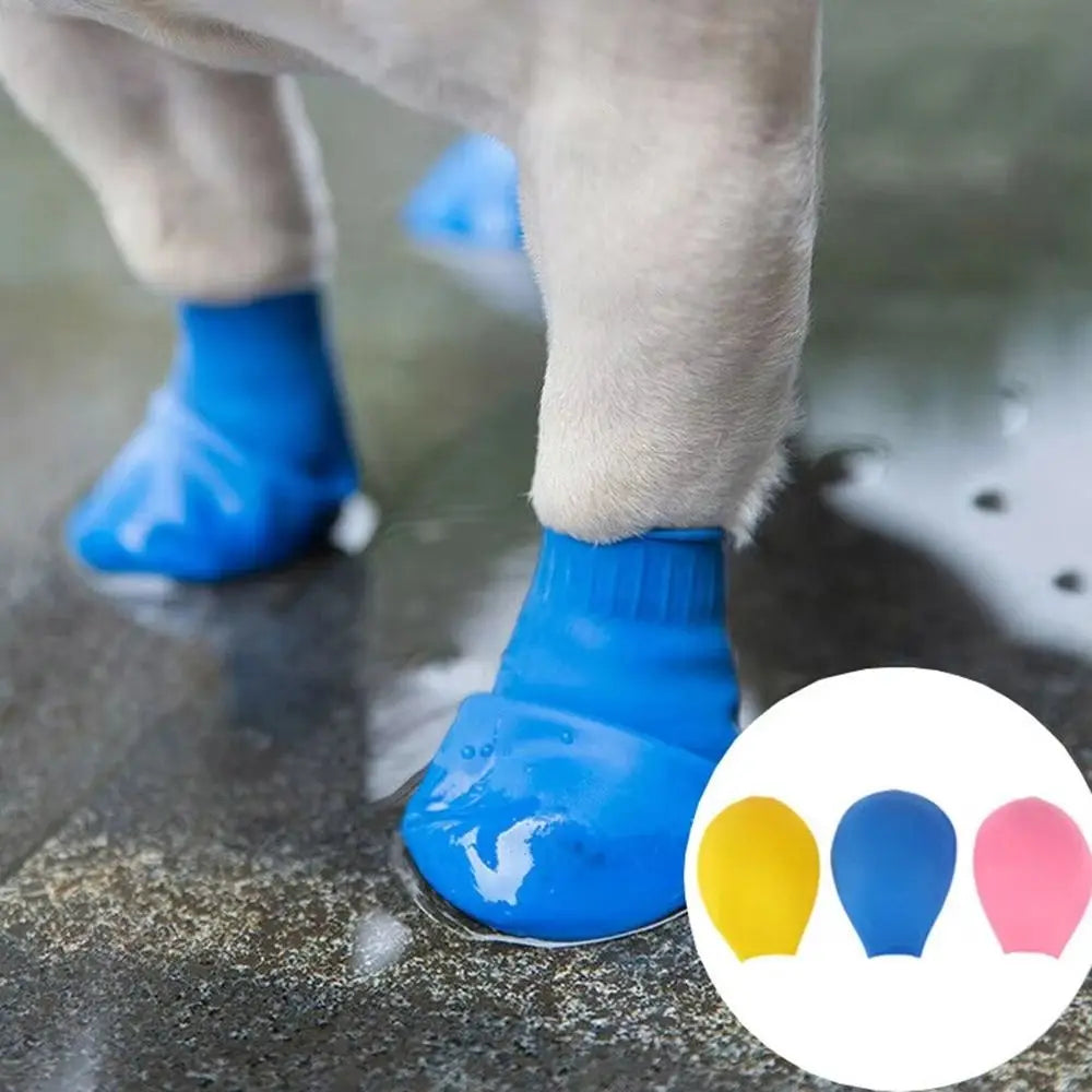 4Pcs Pets Boots New Waterproof Dog Shoes Balloon Rubber Anti-slip Pet Rain Boots for Small Dog Chihuahua Large Dogs