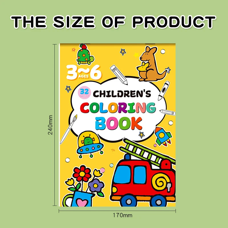 Children's Fun Coloring Book 32 Pages with Different Themes Coloring Drawing Book Size 170 × 240mm