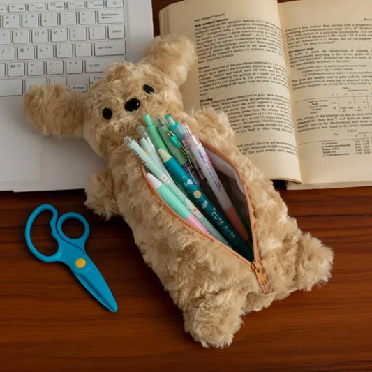 Korea Style Puppy Pencil Case Soft Plush School Stationary Big Capacity Pen Bag For Student  Stationary