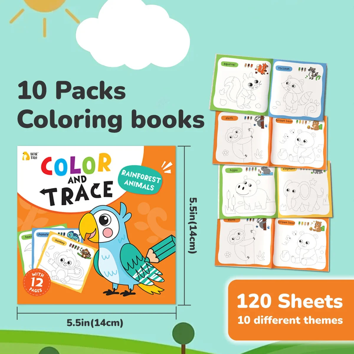 Children's Coloring Book for 3-6 Years Old, Suitable for Boys/Girls in Early Childhood Education Coloring Book (Set of 10 Books)