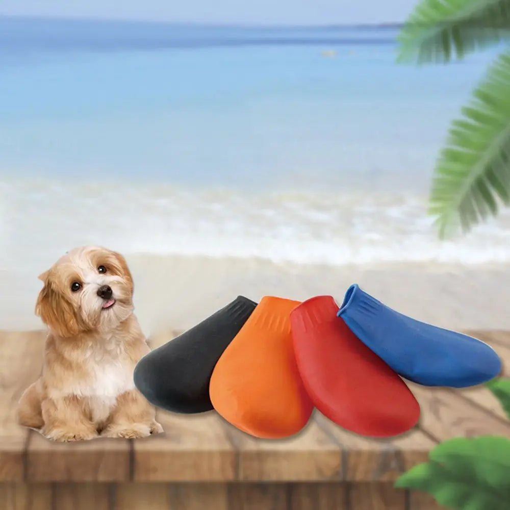 4Pcs Pets Boots New Waterproof Dog Shoes Balloon Rubber Anti-slip Pet Rain Boots for Small Dog Chihuahua Large Dogs