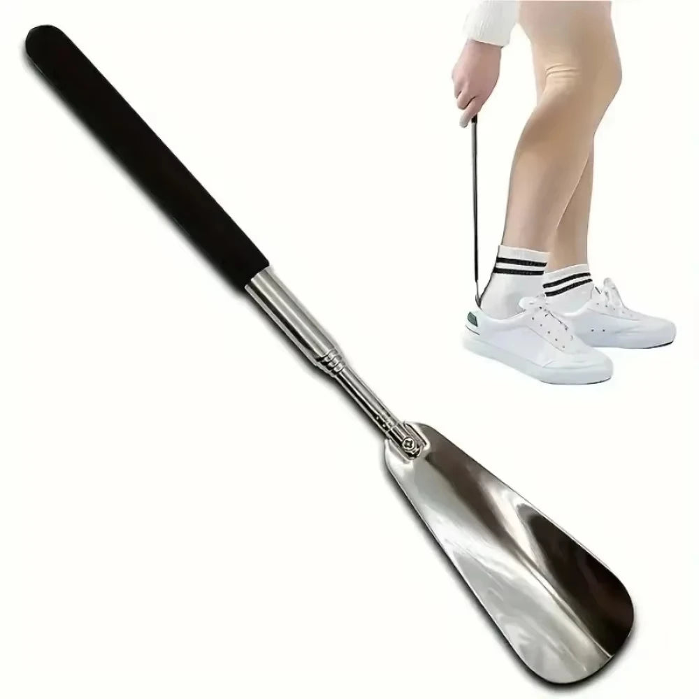 1pc Portable Stainless Steel Shoe Horn With Three Adjustable Lengths for Shoe Lifting And Wearing Shoe Accessories