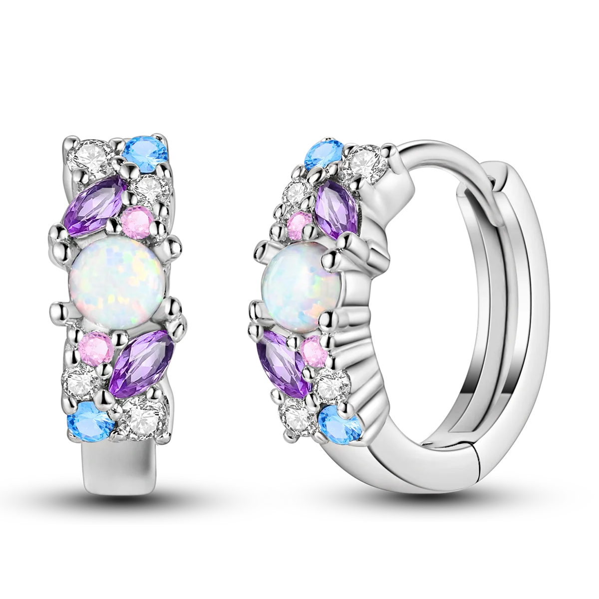 New Earrings 925 Silver Blue Butterfly Star Moon Dangle Hoop Earrings Ear Studs Zircon CZ Making Jewelry For Women Girl Party