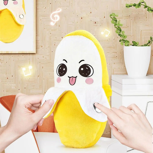 Banana Baby Beat Sensing Creative Fruit Novelty Parent-Child Musical Interactive Piano Toy Plush Doll Gift Encourage Sensory