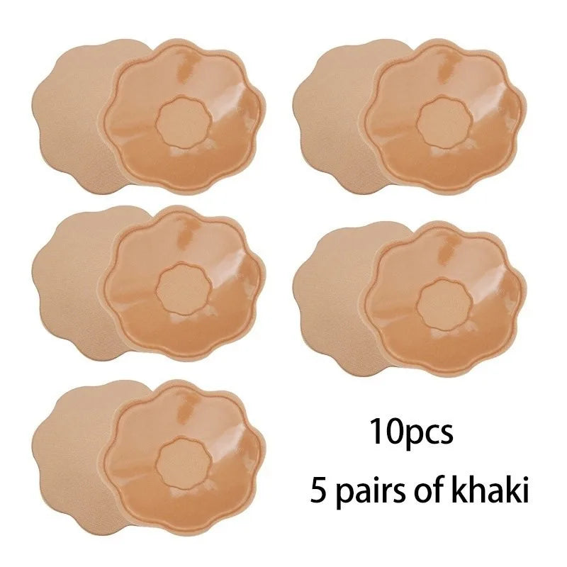 5Pairs Adhesive Bras Pads Silicone Nipple Cover Padding Reusable Invisible Lift Up Bra Petals Nipple StickersBreast Petals