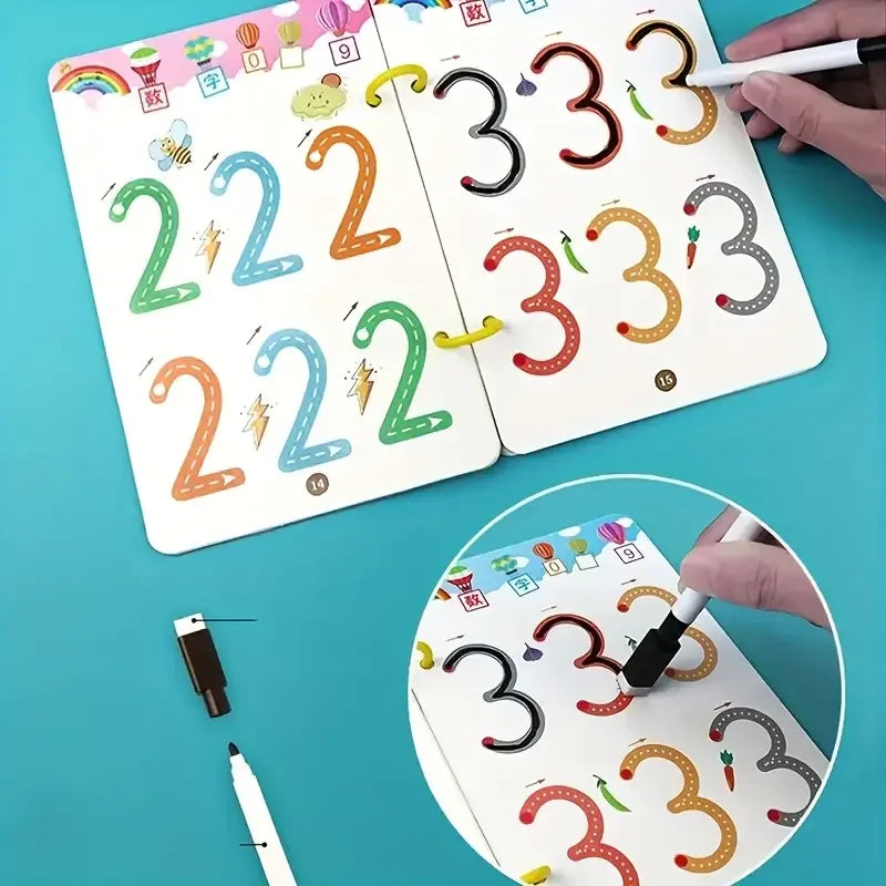 Page 32 Reusable Kids Writing Book - Erasable Practice Notebook for Ages 3-6 | Durable Learning Pad for Handwriting Training