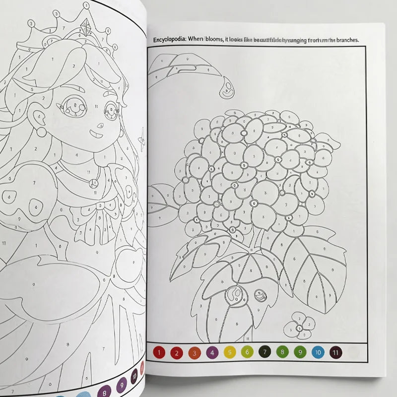 48 Pages with Colorful Pages and Number Instructions, Children's Fun Coloring Book,  Interactive Activity Coloring Book
