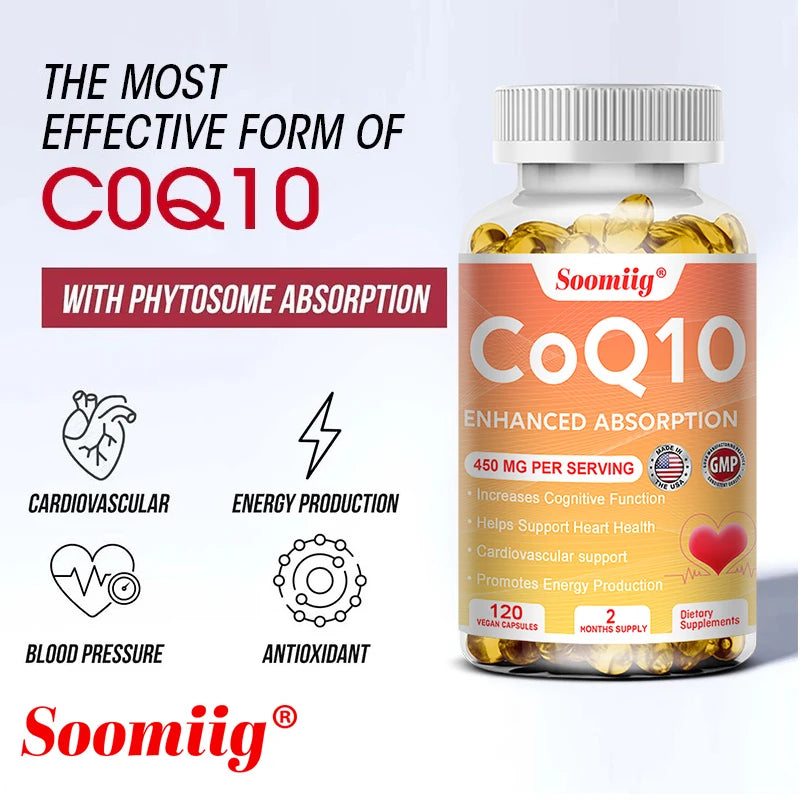 Coenzyme Q10,To Promote Cardiovascular Health and Heart Health,Provide Energy To Support Joint Health,Gluten-Free