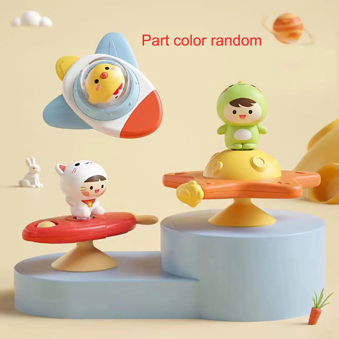 Baby Soothe Toy Cartoon Airplane Soothe Baby Artifact Baby Bath Fun Sucker Spinner Early Education Table Games